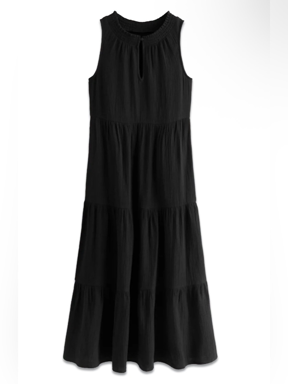 Boden Black Sleeveless Tiered Maxi Dress 14R 100% cotton - Picture 4 of 8